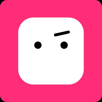 OKAY logo — a face with a raised eyebrow on a hot pink background